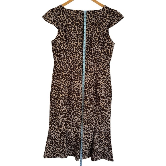 Anthropologie size XL The Cecily Leopard Print Fit & Flare Midi Dress Sweetheart - Picture 4 of 9